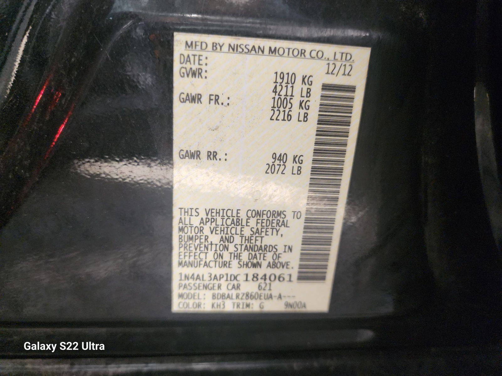 2013 NISSAN ALTIMA — 178758 Miles — Lot 40176174 - Marhaba Auctions Used Cars - Image 9