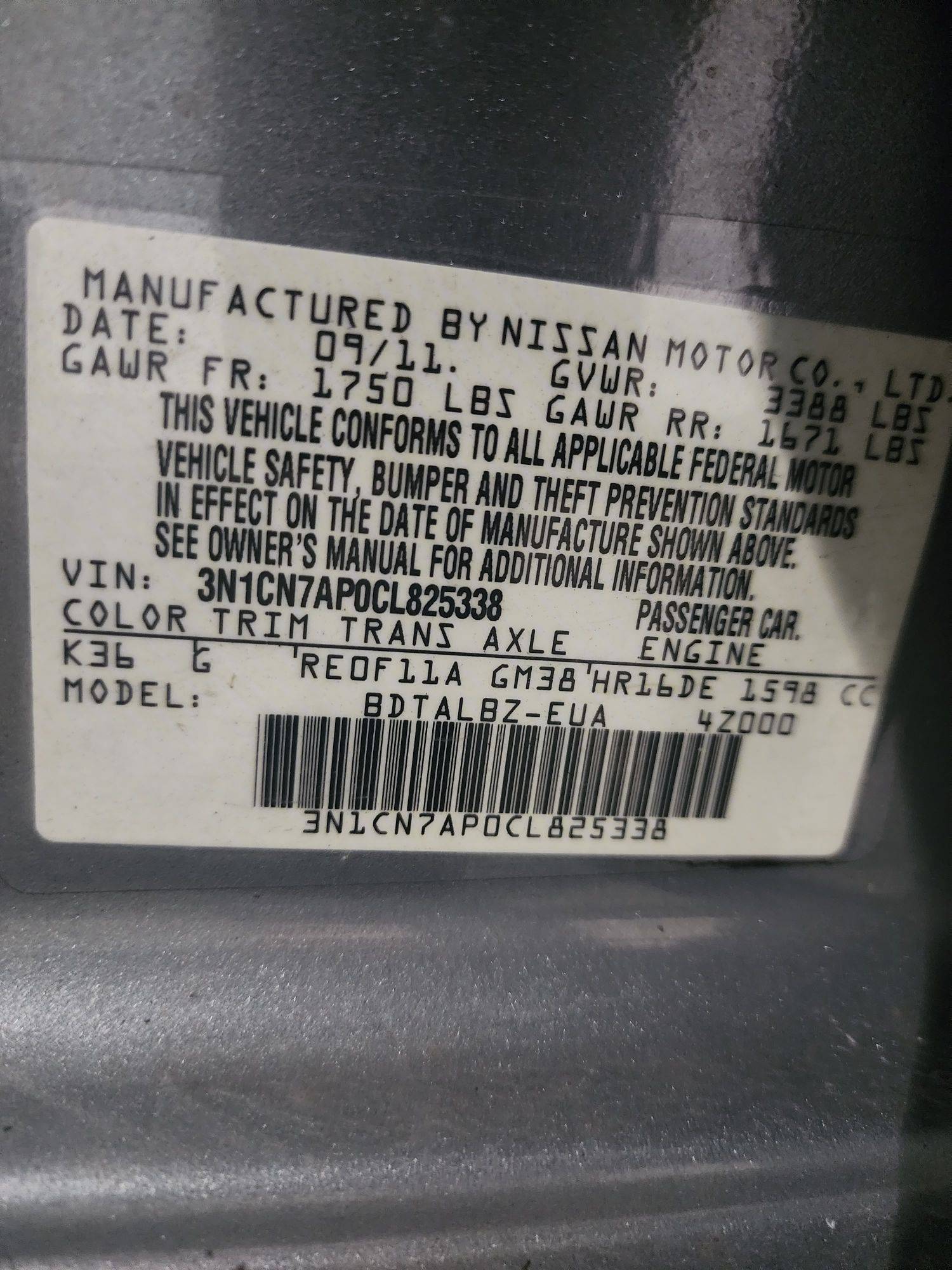 2012 NISSAN VERSA — 159608 Miles — Lot 69276593 - Marhaba Auctions Used Cars - Image 3