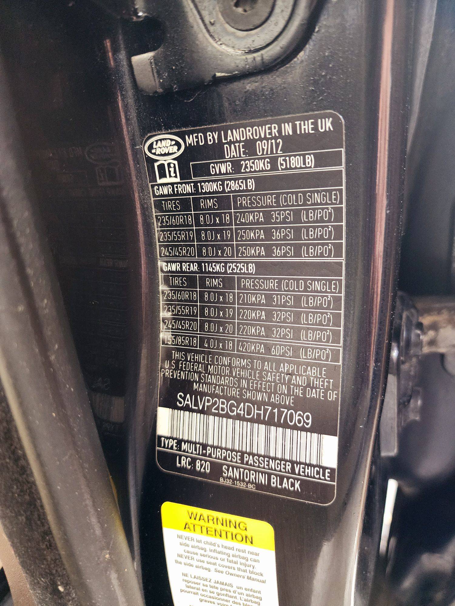 2013 LAND ROVER RANGE ROVER EVOQUE — 163385 Miles — Lot DH717069 — Souq - Marhaba Auctions Used Cars - Image 10