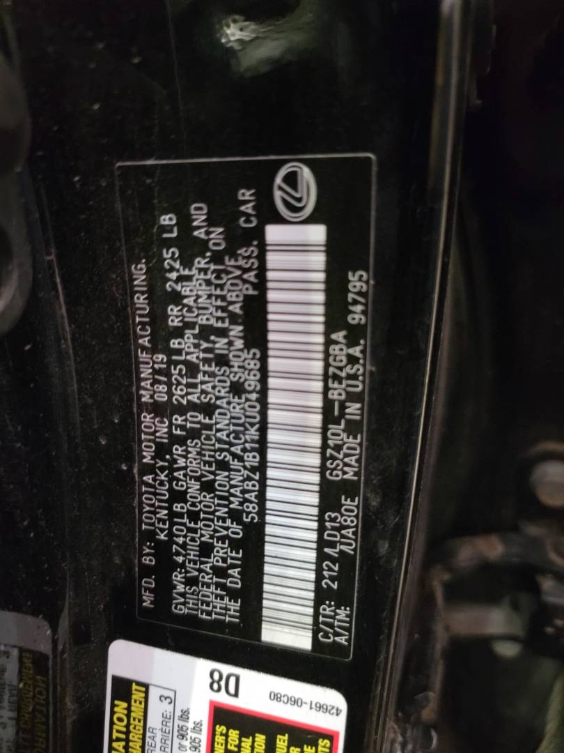 2019 LEXUS ES 350 — 43400 Miles — Lot KU049685 — Main - Marhaba Auctions Used Cars - Image 10