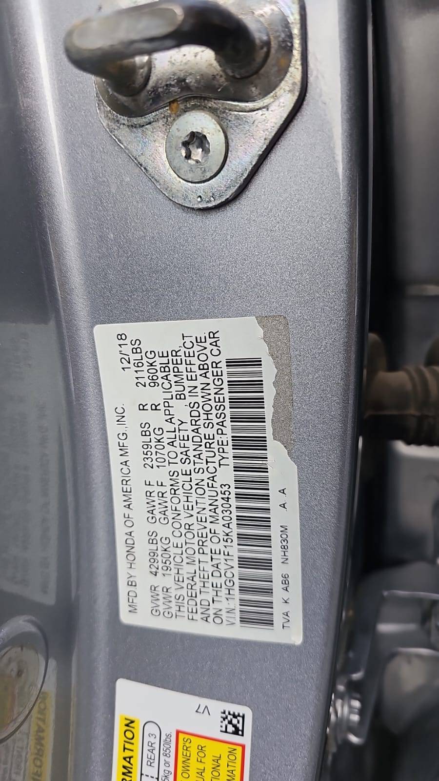 HONDA ACCORD 2019 - Marhaba Auction Used Cars - Image 5