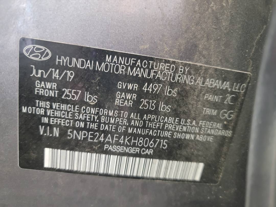 2019 HYUNDAI SONATA — 68921 Miles — Lot H806715 - Marhaba Auctions Used Cars - Image 7