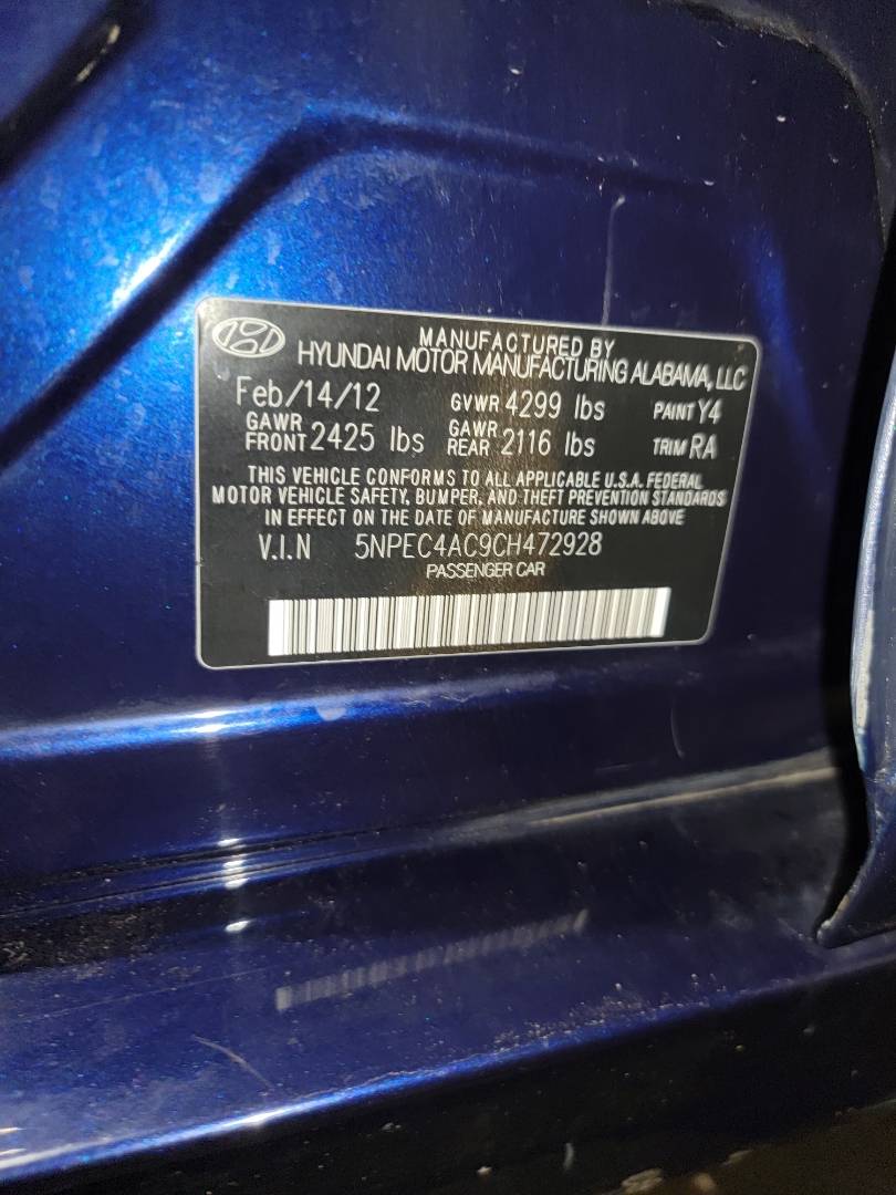2012 HYUNDAI SONATA — 177664 Miles — Lot H472928 - Marhaba Auctions Used Cars - Image 10