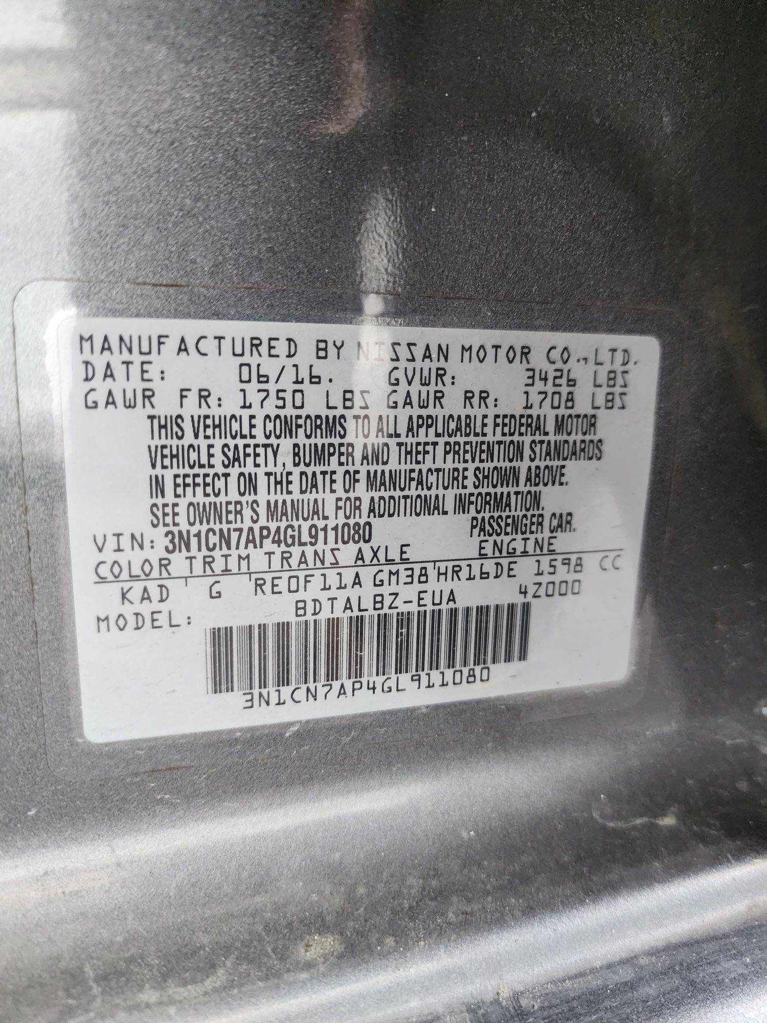 2016 NISSAN VERSA — 166712 Miles — Lot 4GL911080 — Souq - Marhaba Auctions Used Cars - Image 9
