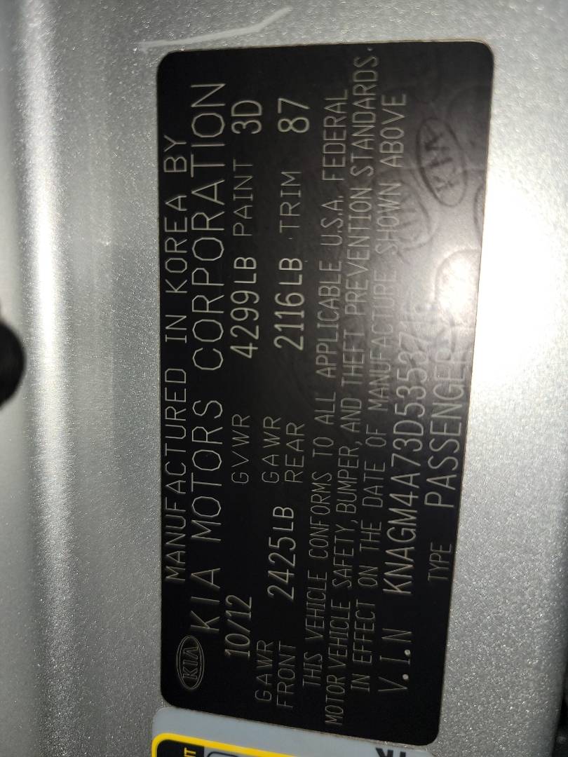 KIA OPTIMA 2013 - Marhaba Auction Used Cars - Image 10