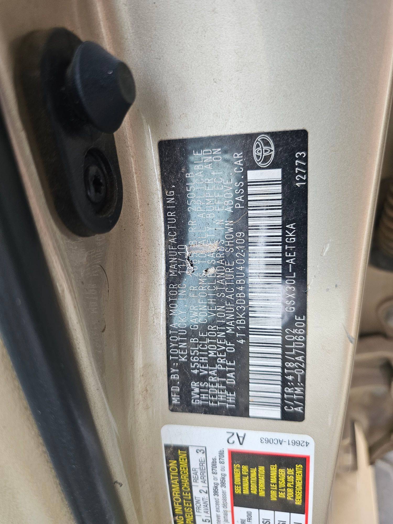 2011 TOYOTA AVALON — 186391 Miles — Lot K3DB4BU402109 — Souq - Marhaba Auctions Used Cars - Image 9
