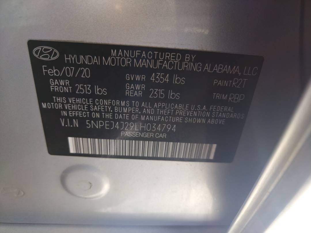 2020 HYUNDAI SONATA — 96303 Miles — Lot LH034794 - Marhaba Auctions Used Cars - Image 7