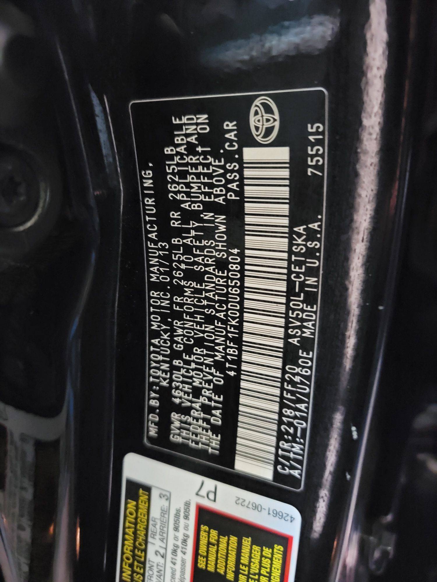 2013 TOYOTA CAMRY — 218925 Miles — Lot U650804 — Main - Marhaba Auctions Used Cars - Image 10