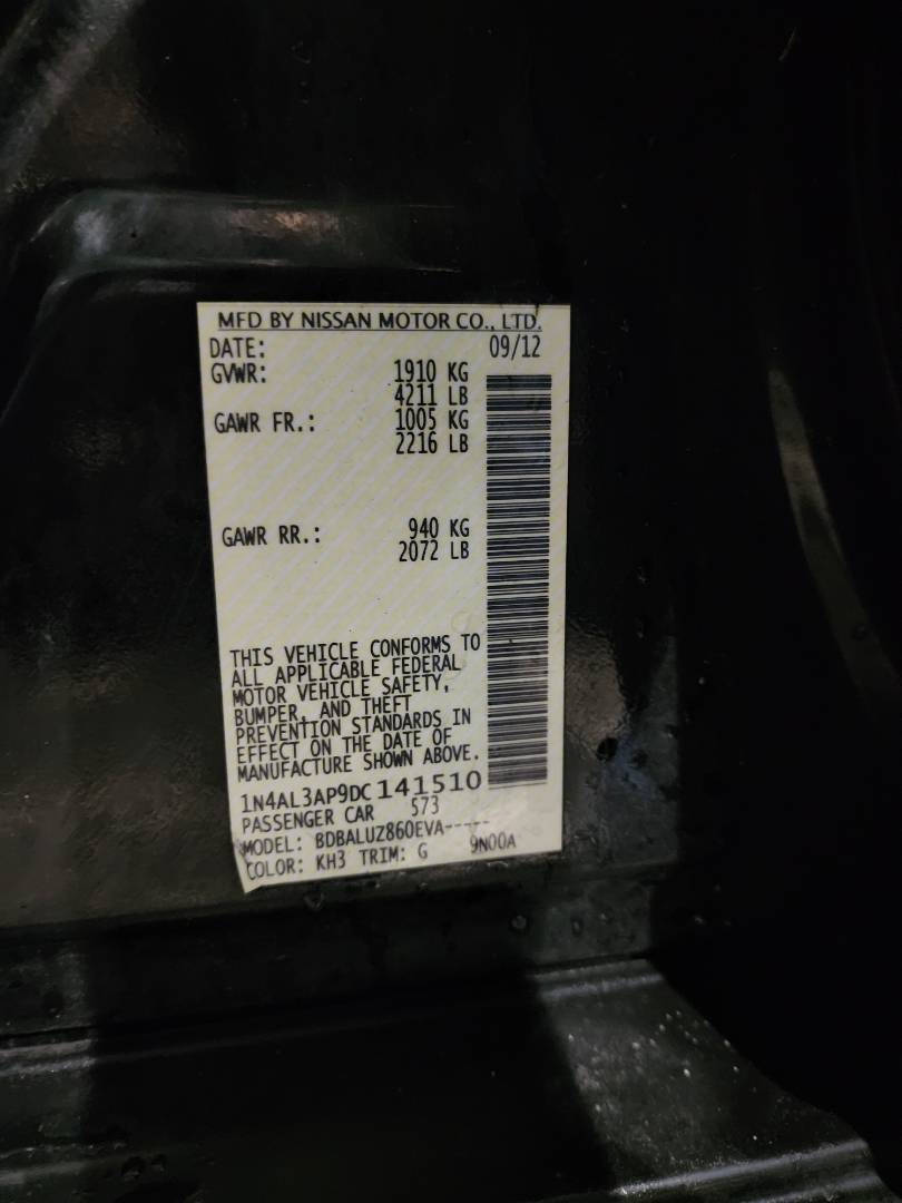 2013 NISSAN ALTIMA — 205870 Miles — Lot 38486933 - Marhaba Auctions Used Cars - Image 3