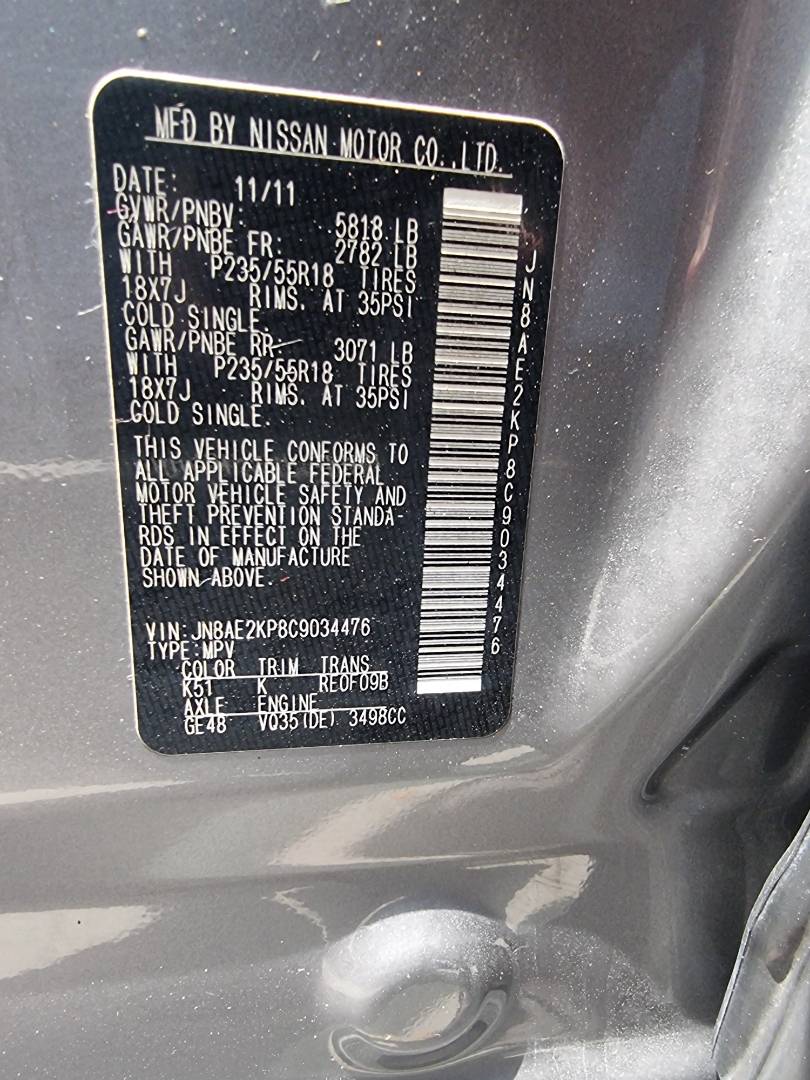 2012 NISSAN QUEST — 233215 Miles — Lot 9034476 — Ind. 12 - Marhaba Auctions Used Cars - Image 9
