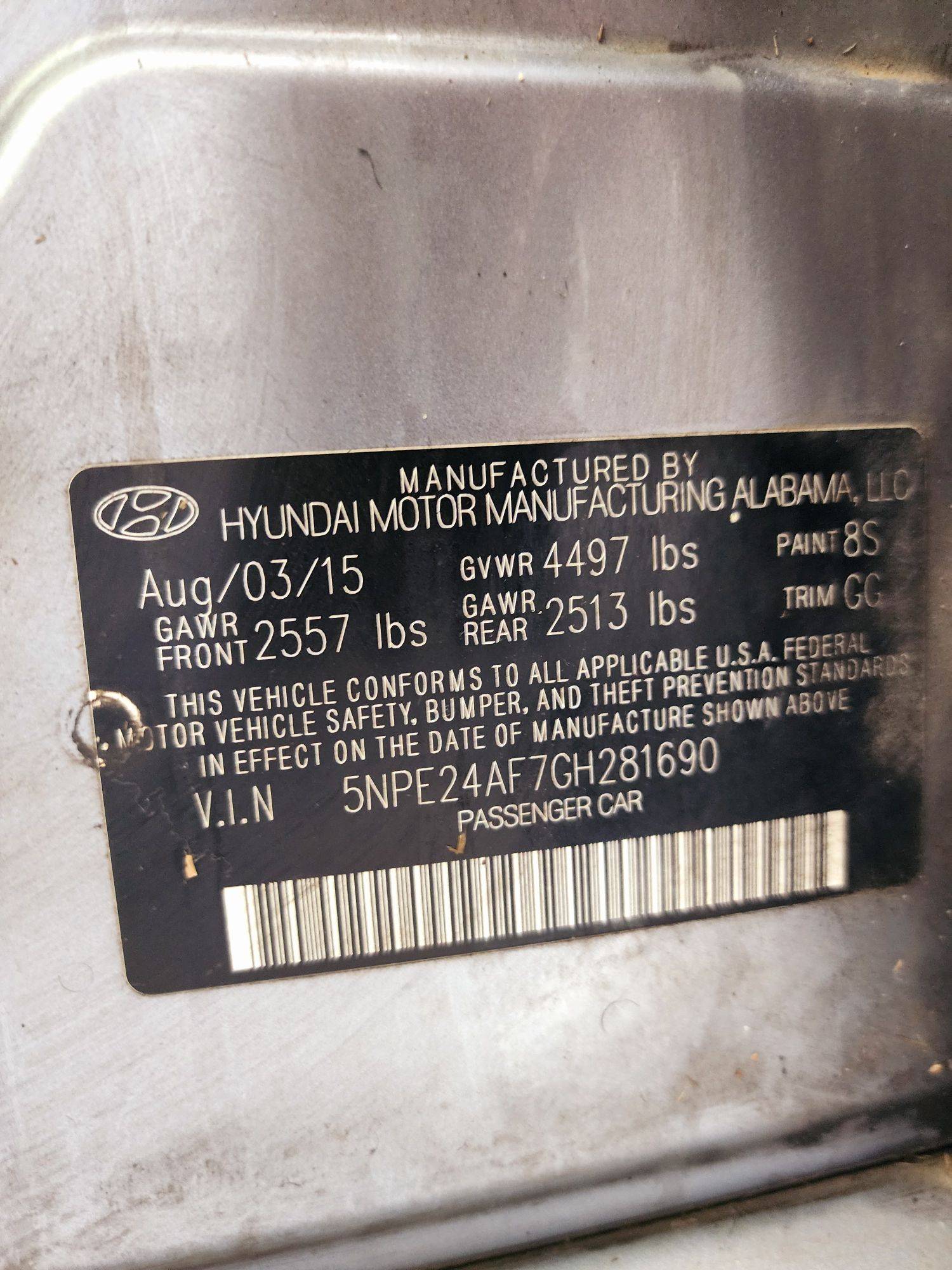 2016 HYUNDAI SONATA — 194118 Miles — Lot 815740 — Souq - Marhaba Auctions Used Cars - Image 9