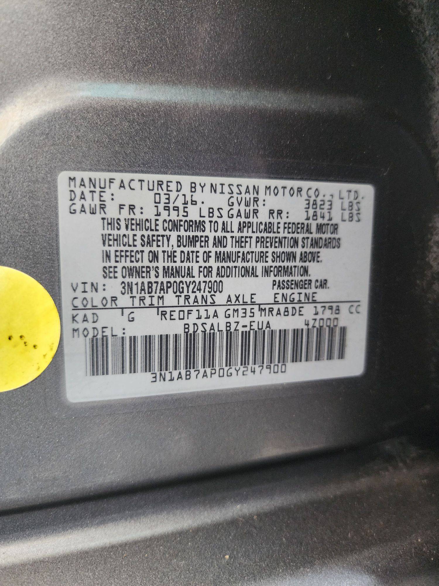 2016 NISSAN SENTRA — 173370 Miles — Lot 52244874 — Souq - Marhaba Auctions Used Cars - Image 9