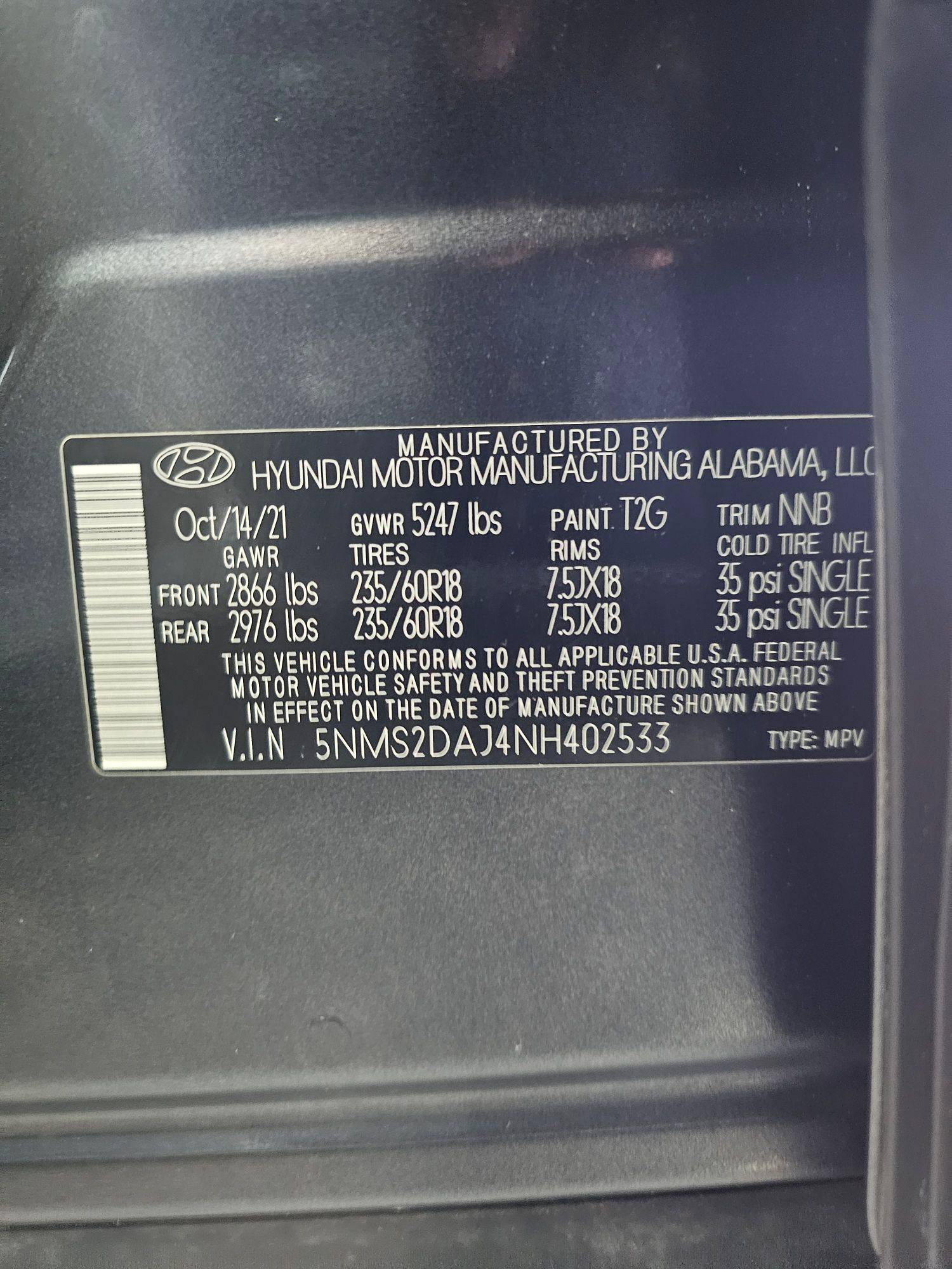 2022 HYUNDAI SANTA FE — 79186 KM — Lot 4NH402533 — Souq - Marhaba Auctions Used Cars - Image 9