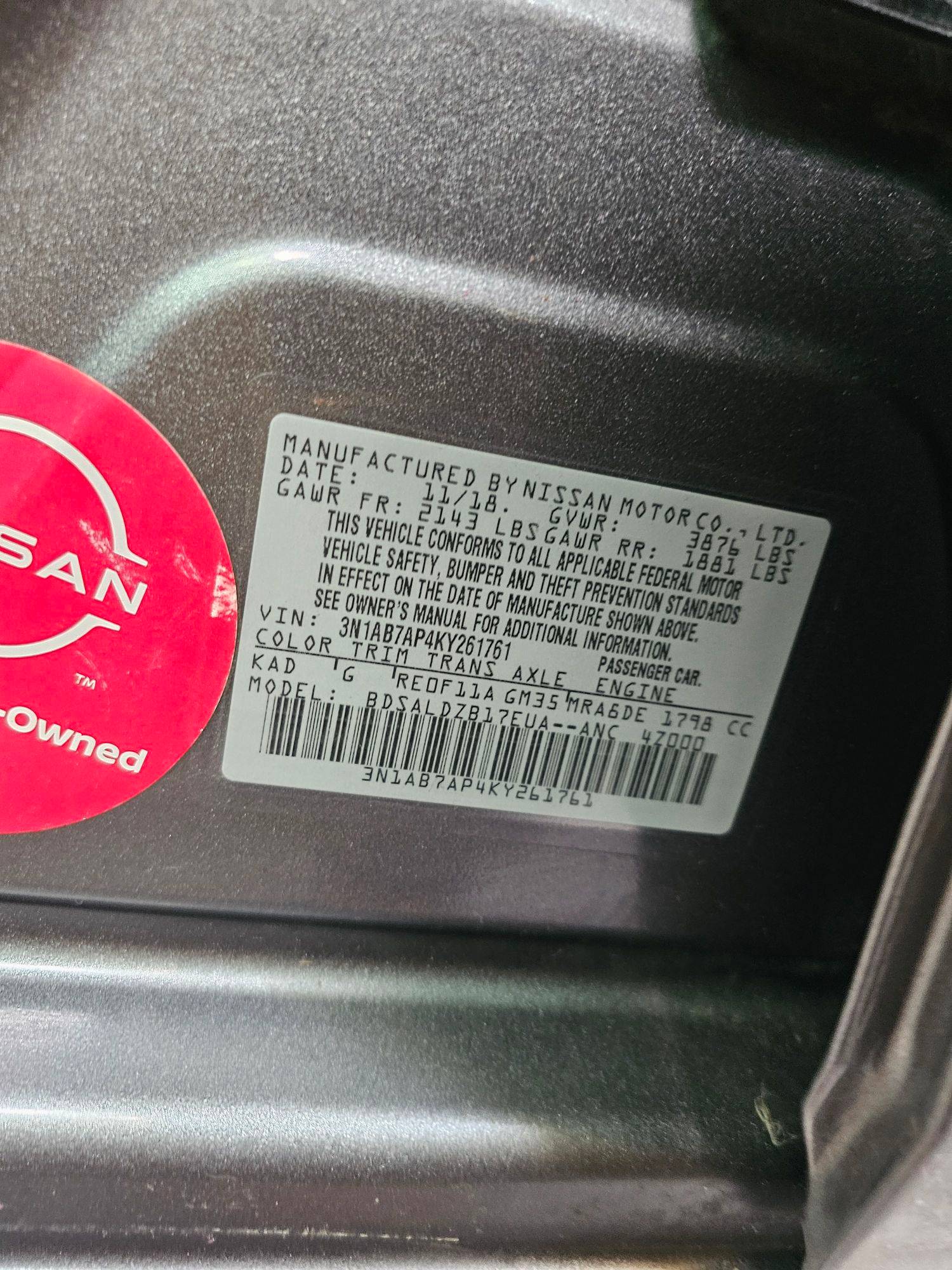 2019 NISSAN SENTRA — 85191 Miles — Lot 96265865 — Main - Marhaba Auctions Used Cars - Image 10