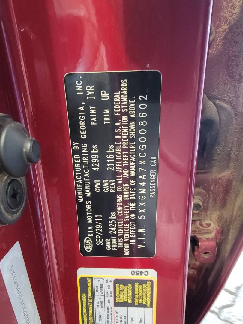 2012 KIA OPTIMA — 277558 Miles — Lot G008602 — Main - Marhaba Auctions Used Cars - Image 9