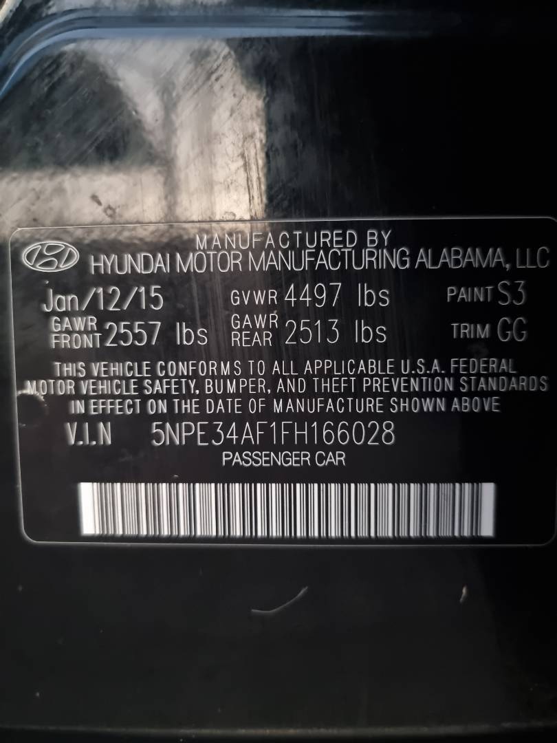 2015 HYUNDAI SONATA — 186398 Miles — Lot 125487 — Ind. 12 - Marhaba Auctions Used Cars - Image 9