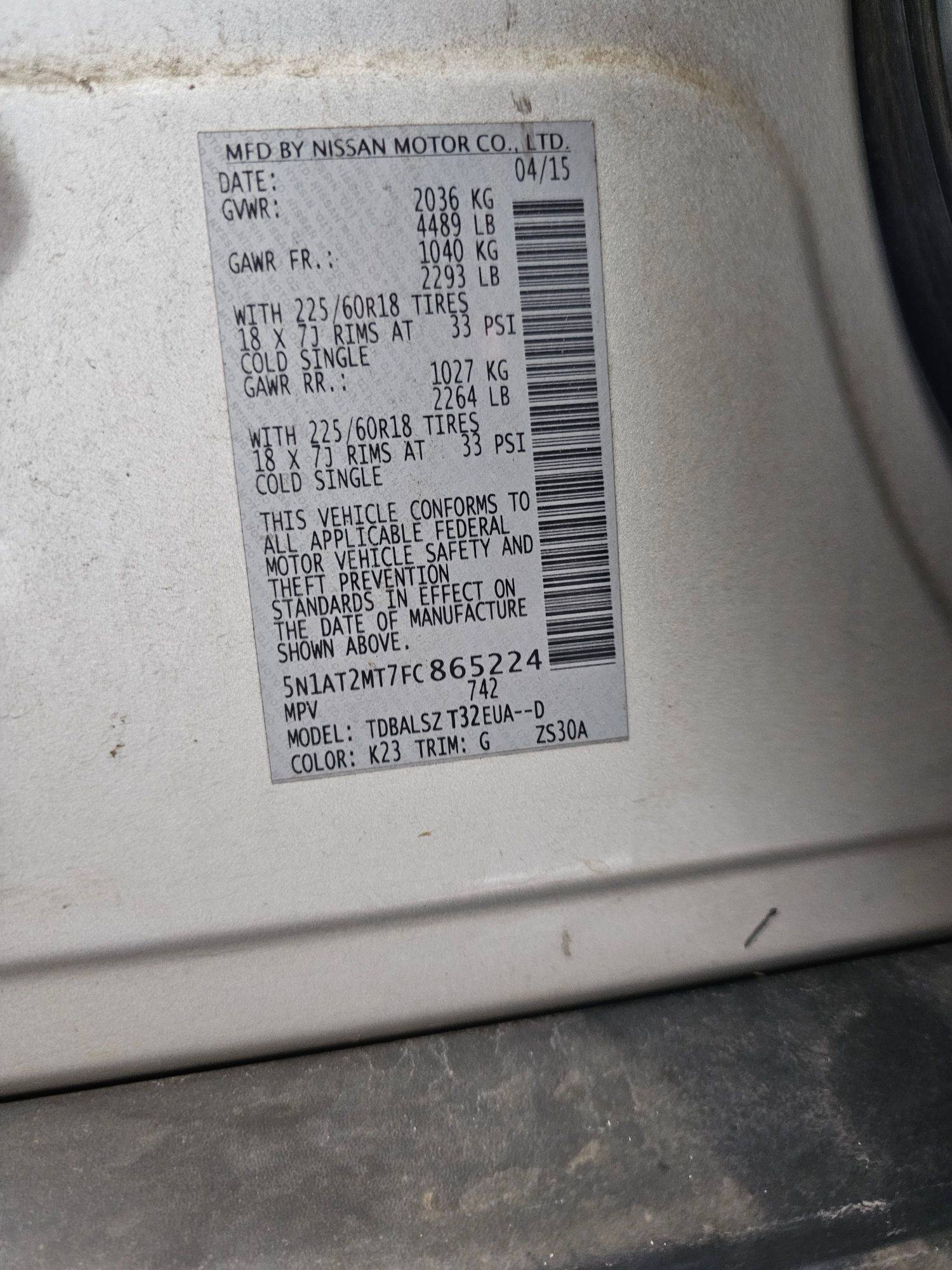 2015 NISSAN ROGUE — 144864 Miles — Lot 62477775 — Souq - Marhaba Auctions Used Cars - Image 10