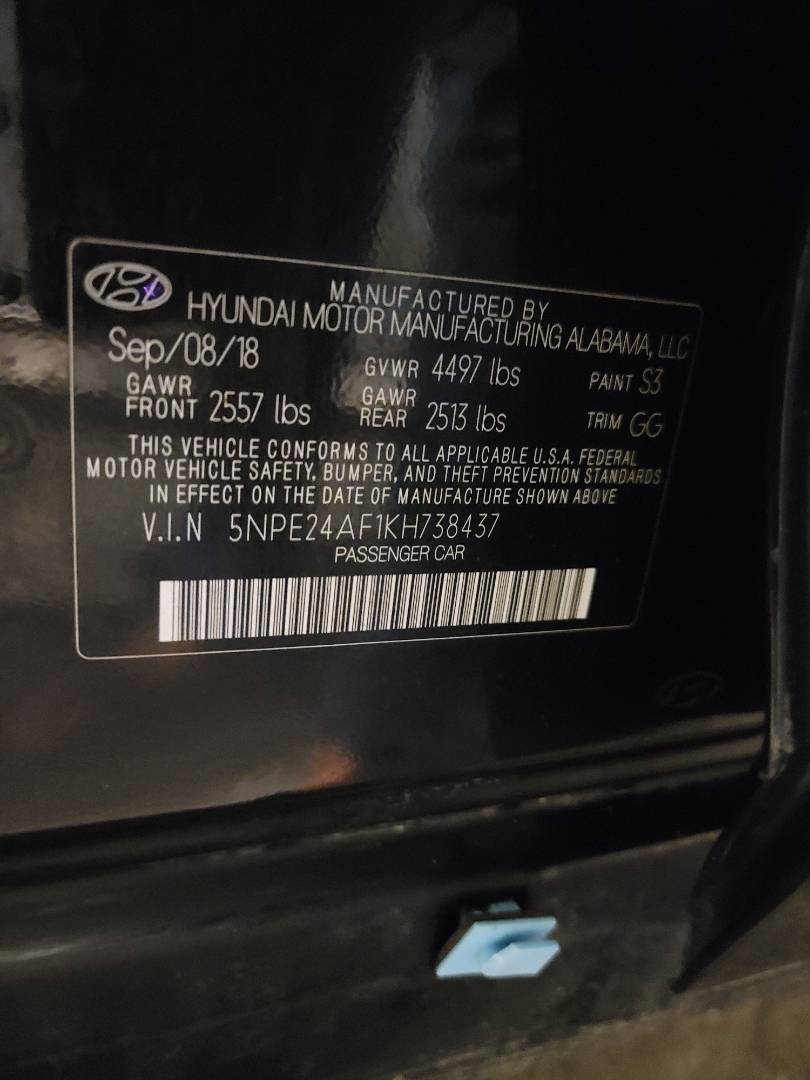 2019 HYUNDAI SONATA — 104686 Miles — Lot 58440365 — Main - Marhaba Auctions Used Cars - Image 9