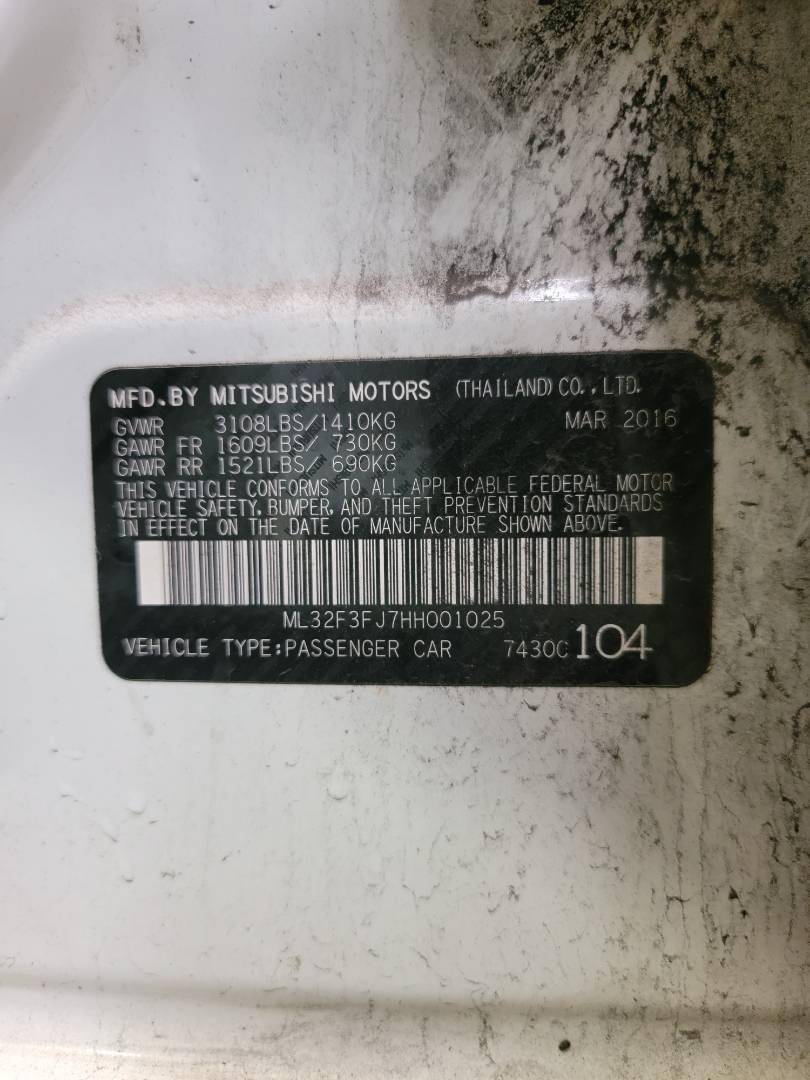 2017 MITSUBISHI MIRAGE — 258939 Miles — Lot 38261605 — Main - Marhaba Auctions Used Cars - Image 7