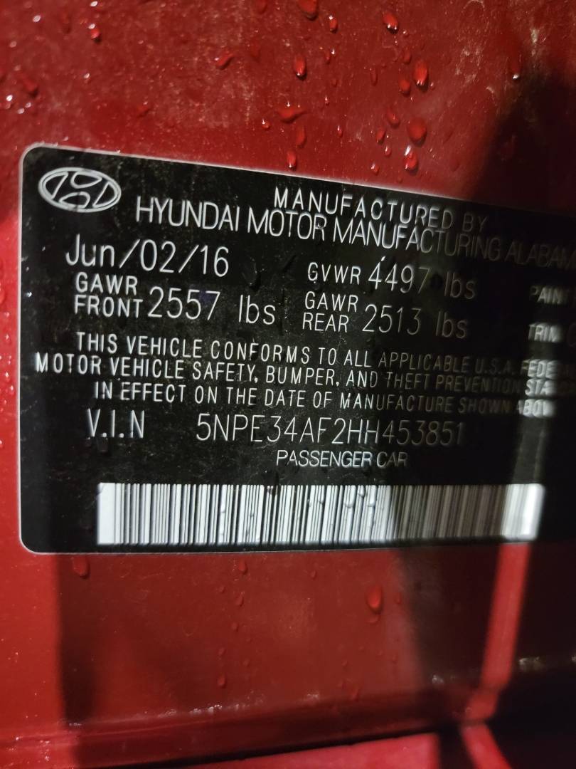 2017 HYUNDAI SONATA — 150001 Miles — Lot 38026210 - Marhaba Auctions Used Cars - Image 3