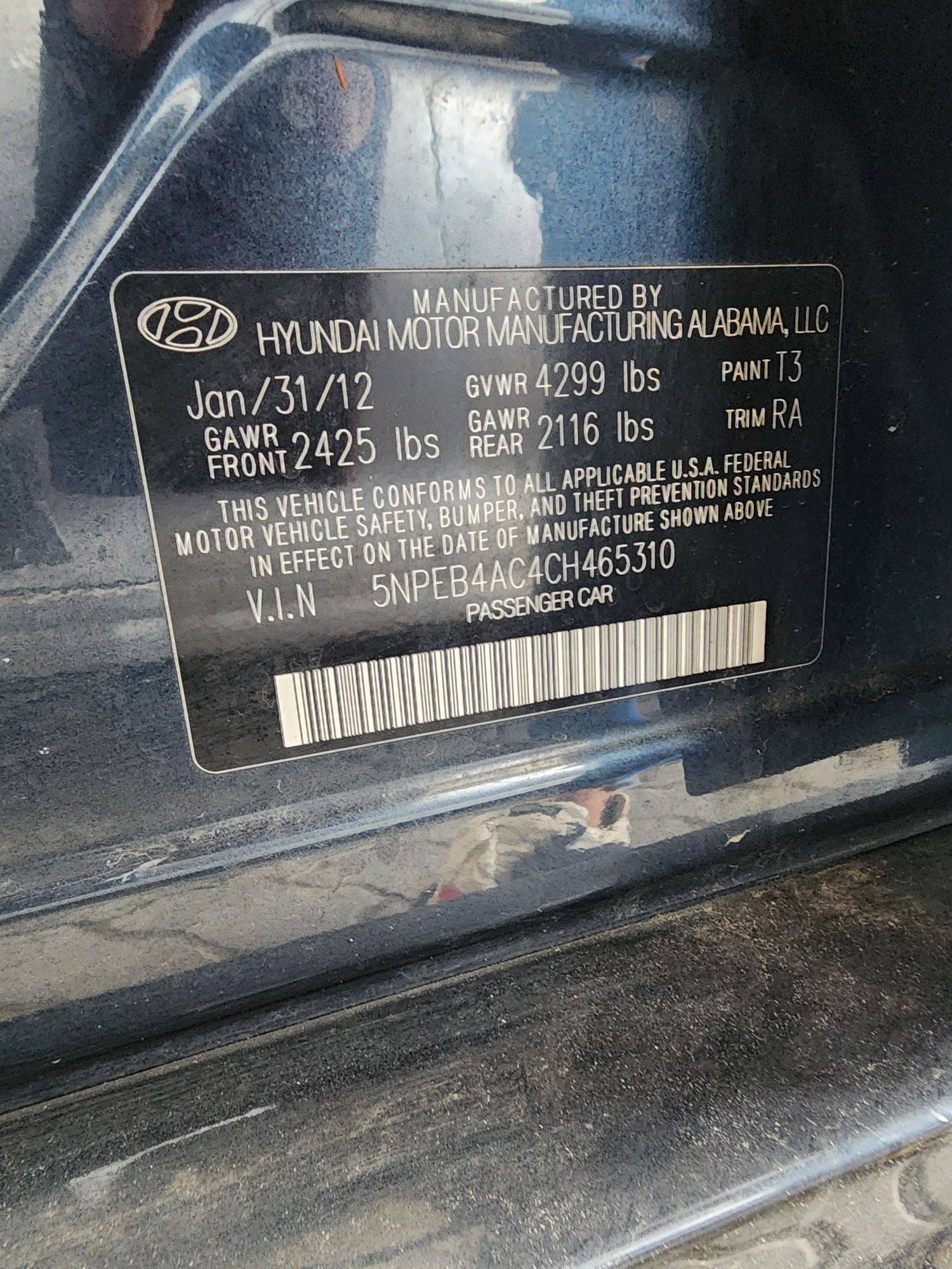 2012 HYUNDAI SONATA — 129858 Miles — Lot 38786805 — Souq - Marhaba Auctions Used Cars - Image 8
