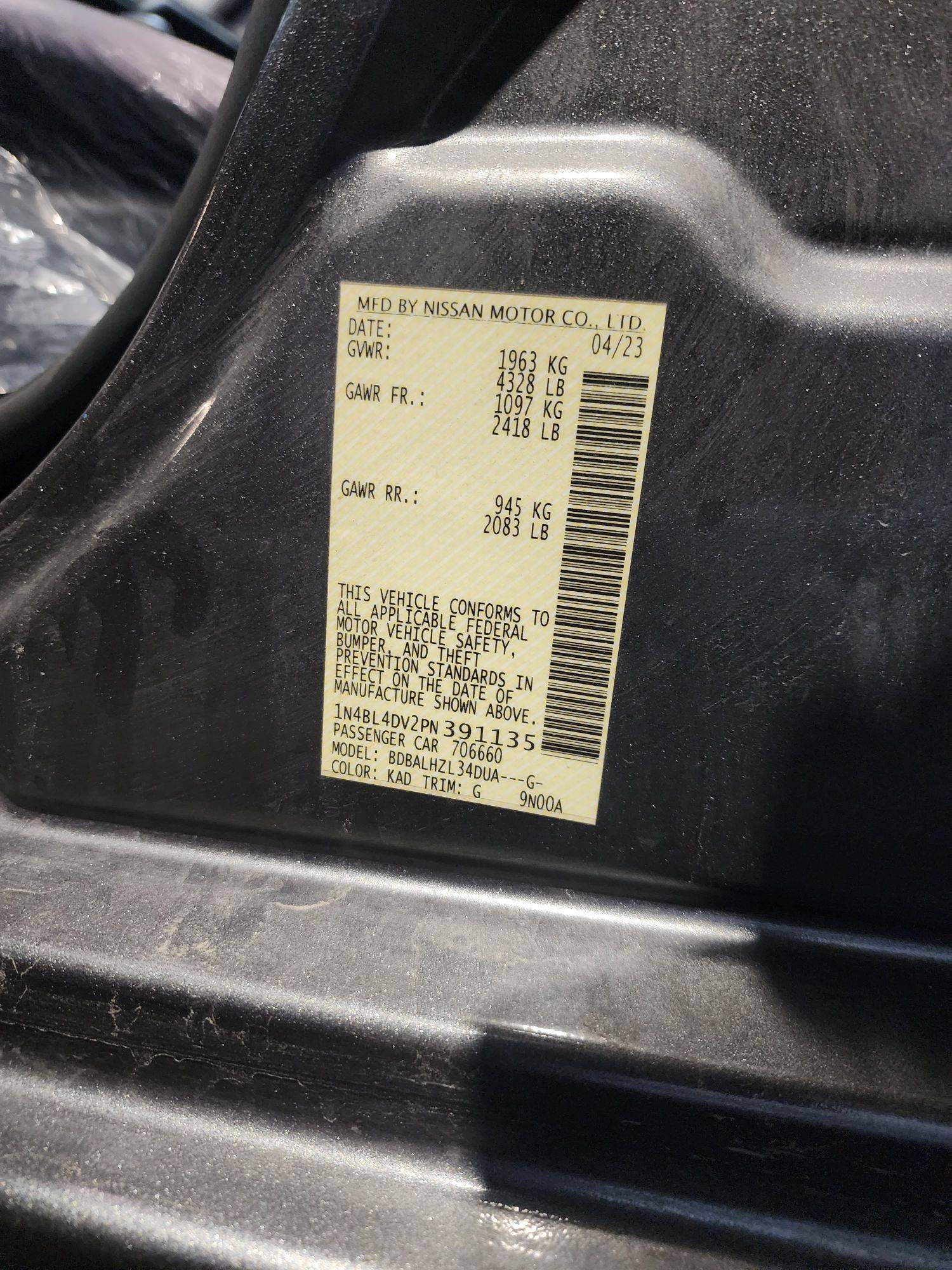 2023 NISSAN ALTIMA — 61909 Miles — Lot PN391135 — Main - Marhaba Auctions Used Cars - Image 28