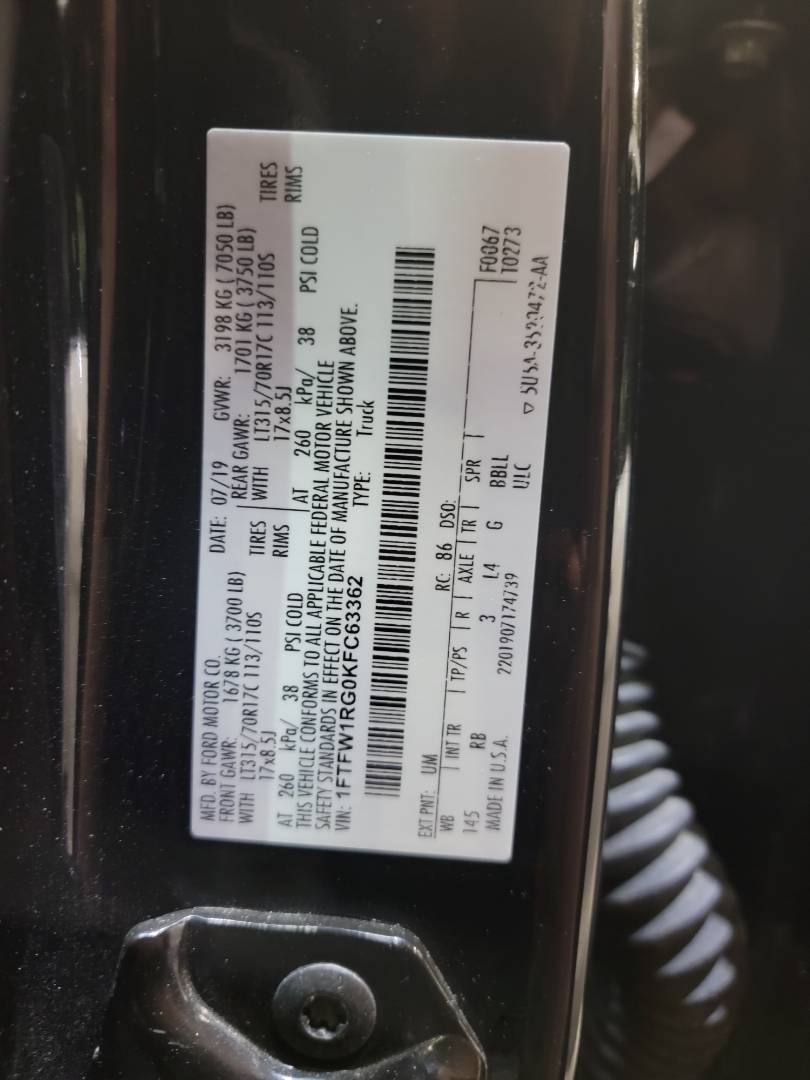 2019 FORD F150 - Raptor — 56905 Miles — Lot 0KFC63362 — Main - Marhaba Auctions Used Cars - Image 10