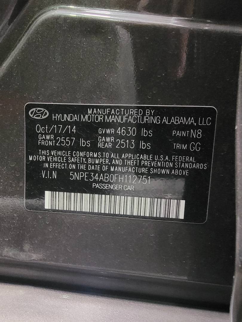 2015 HYUNDAI SONATA — 91765 Miles — Lot FH112751 — Main - Marhaba Auctions Used Cars - Image 9