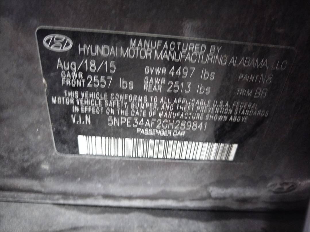 2016 HYUNDAI SONATA — 122500 Miles — Lot H289841 - Marhaba Auctions Used Cars - Image 9