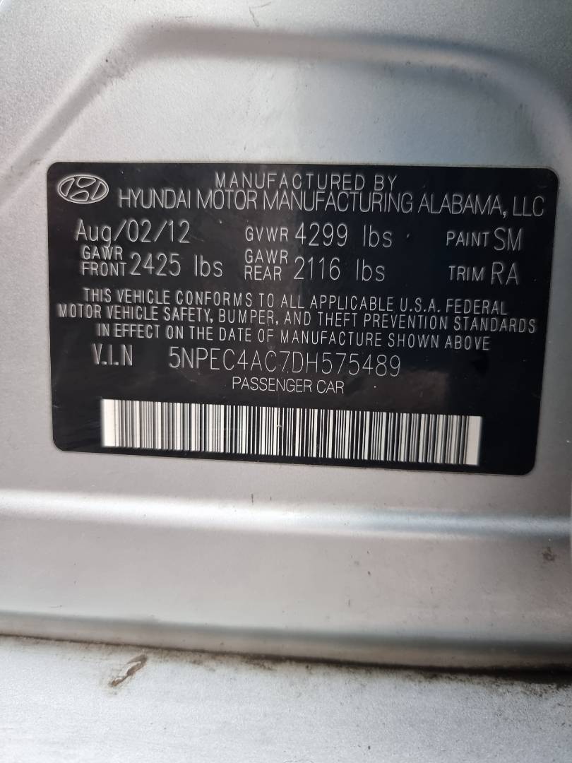 2013 HYUNDAI SONATA — 201118 Miles — Lot 2148587 — Ind. 12 - Marhaba Auctions Used Cars - Image 9