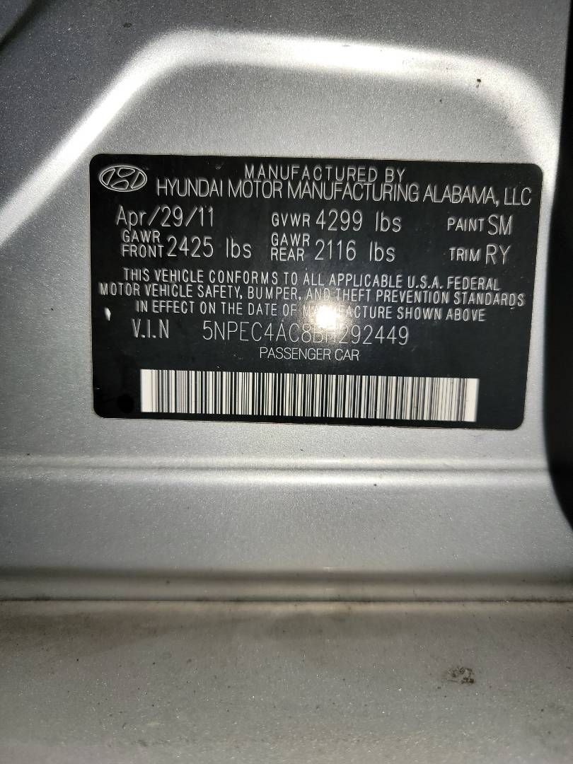 2011 HYUNDAI SONATA — 130452 Miles — Lot 38796034 - Marhaba Auctions Used Cars - Image 9