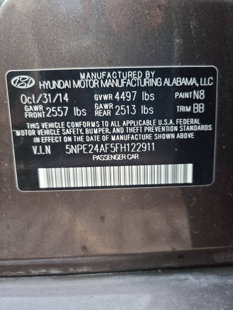 2015 HYUNDAI SONATA — 179770 Miles — Lot 125487 — Ind. 12 - Marhaba Auctions Used Cars - Image 9
