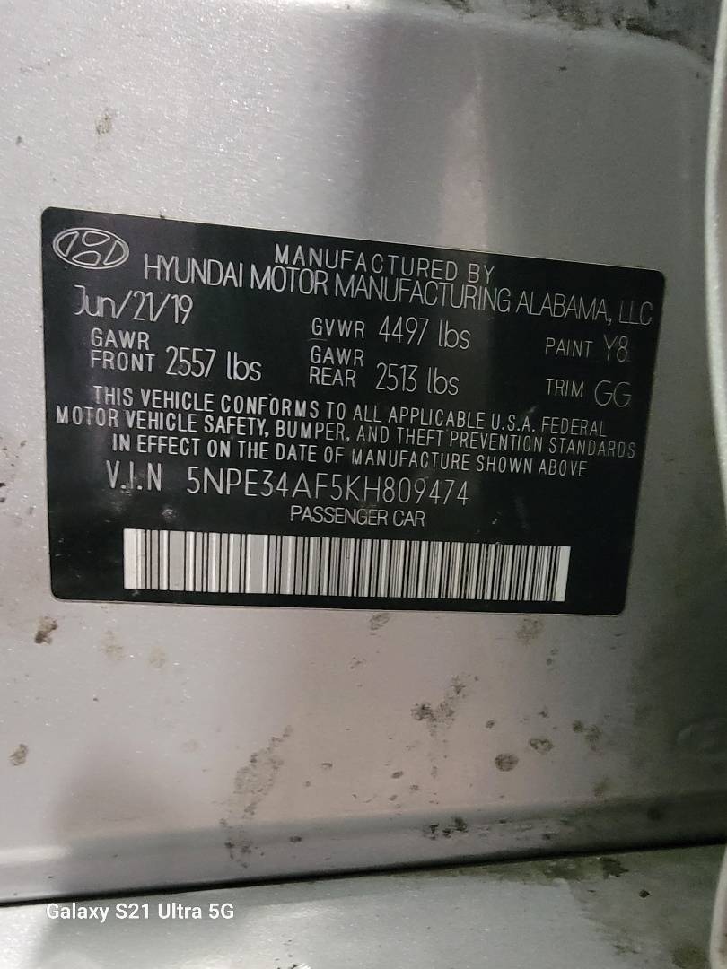 2019 HYUNDAI SONATA — 82697 Miles — Lot F5KH809474 — Main - Marhaba Auctions Used Cars - Image 11