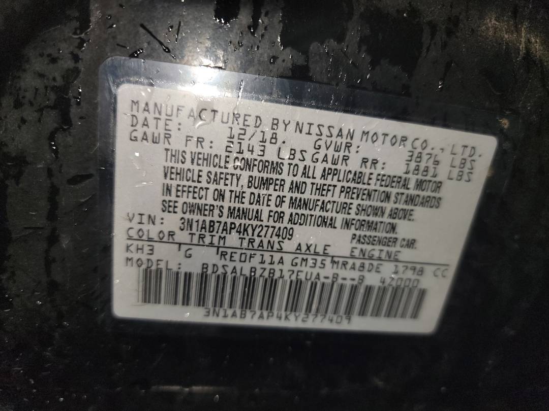 2019 NISSAN SENTRA — 110842 Miles — Lot 37935799 - Marhaba Auctions Used Cars - Image 10