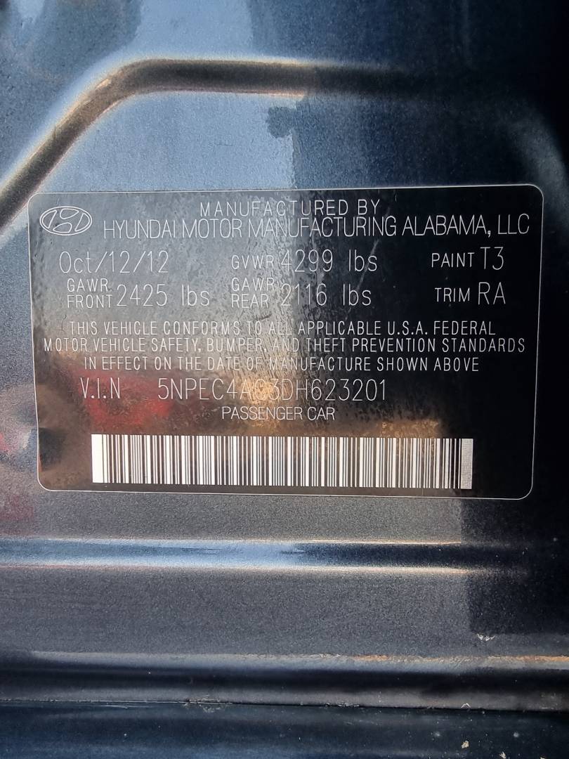 2013 HYUNDAI SONATA — 214099 Miles — Lot 125487 — Ind. 12 - Marhaba Auctions Used Cars - Image 10