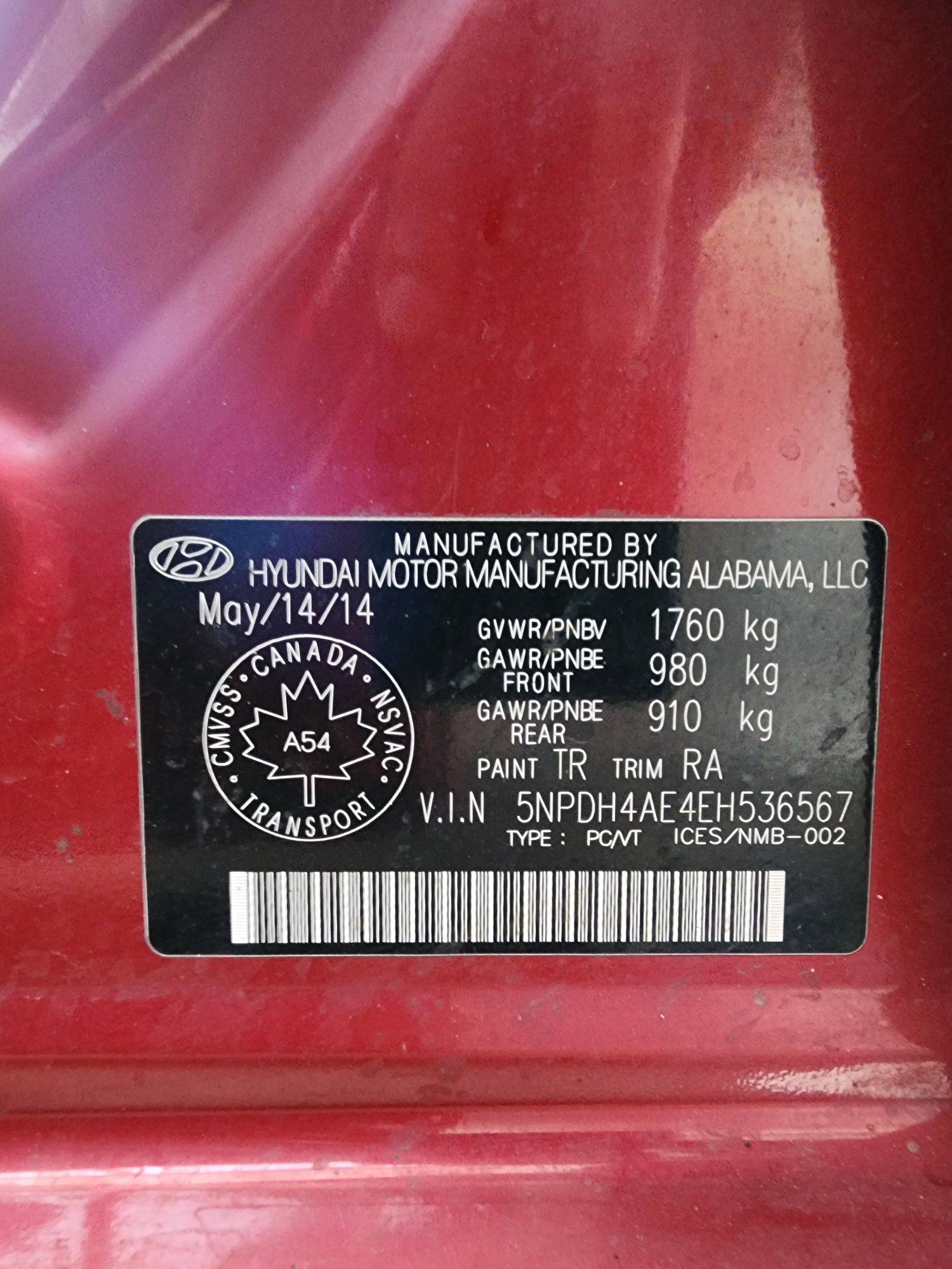 2014 HYUNDAI ELANTRA — 161501 KM — Lot 536567 — Souq - Marhaba Auctions Used Cars - Image 10