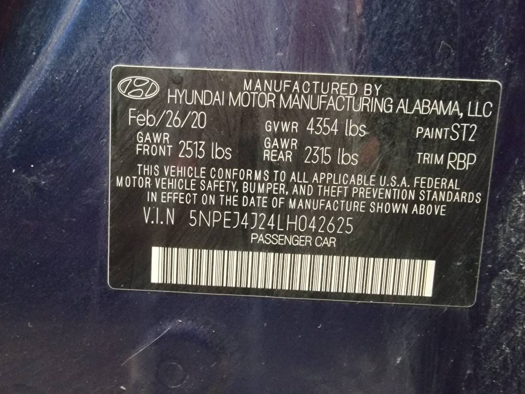 2020 HYUNDAI SONATA — 102234 Miles — Lot 4LH042625 — Souq - Marhaba Auctions Used Cars - Image 9