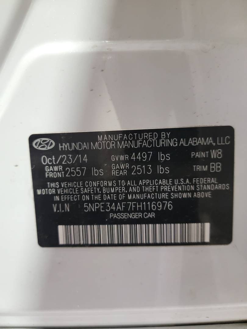 2015 HYUNDAI SONATA — 145940 Miles — Lot 350504 — Main - Marhaba Auctions Used Cars - Image 10