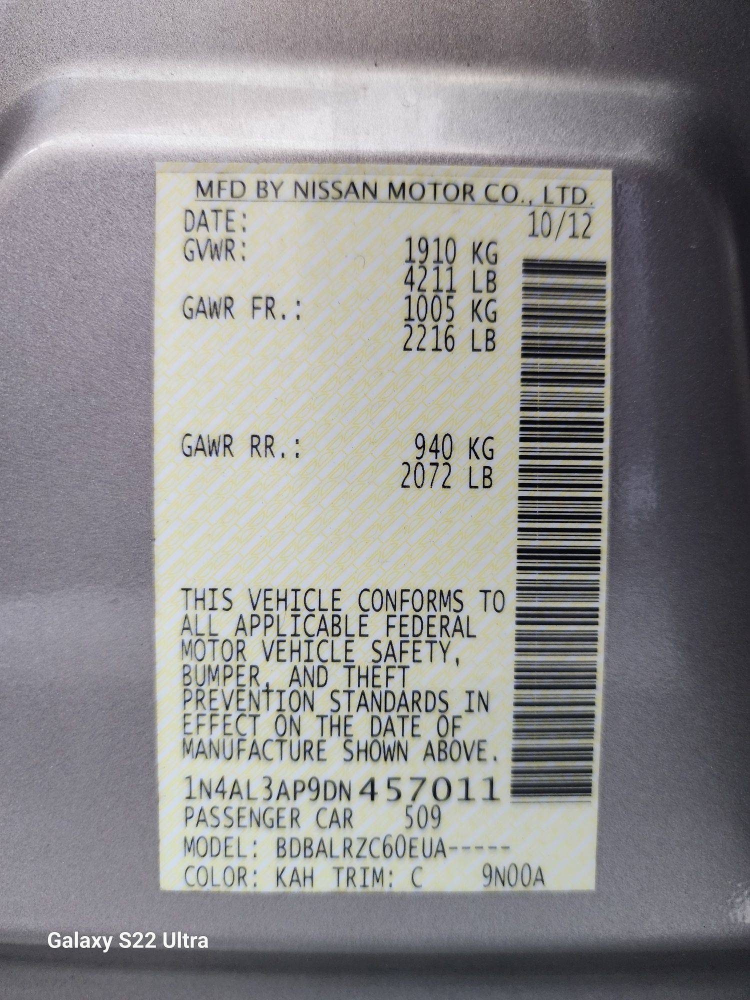 2013 NISSAN ALTIMA — 194453 Miles — Lot N457011 - Marhaba Auctions Used Cars - Image 7