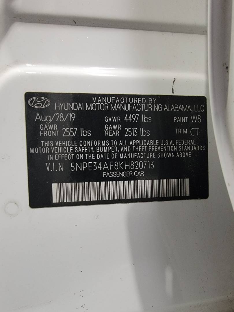 2019 HYUNDAI SONATA — 47872 Miles — Lot 8KH820713 — Main - Marhaba Auctions Used Cars - Image 10