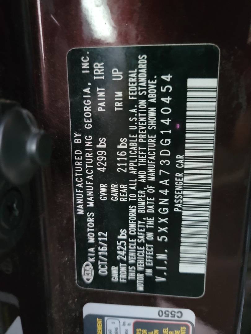 2013 KIA OPTIMA — 185197 Miles — Lot 39312277 — Main - Marhaba Auctions Used Cars - Image 8