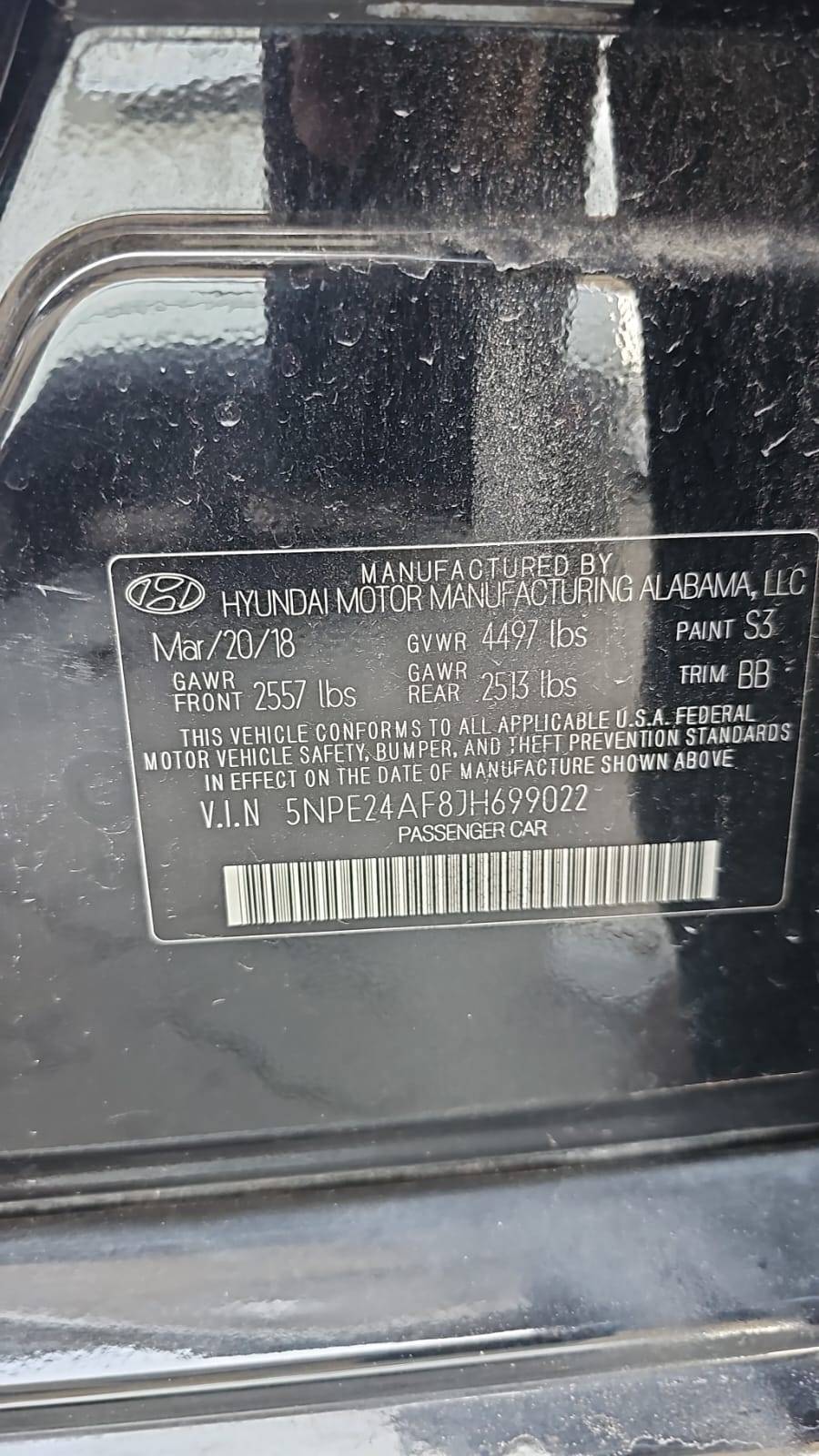 2018 HYUNDAI SONATA — 90118 Miles — Lot H699022 — Souq - Marhaba Auctions Used Cars - Image 10