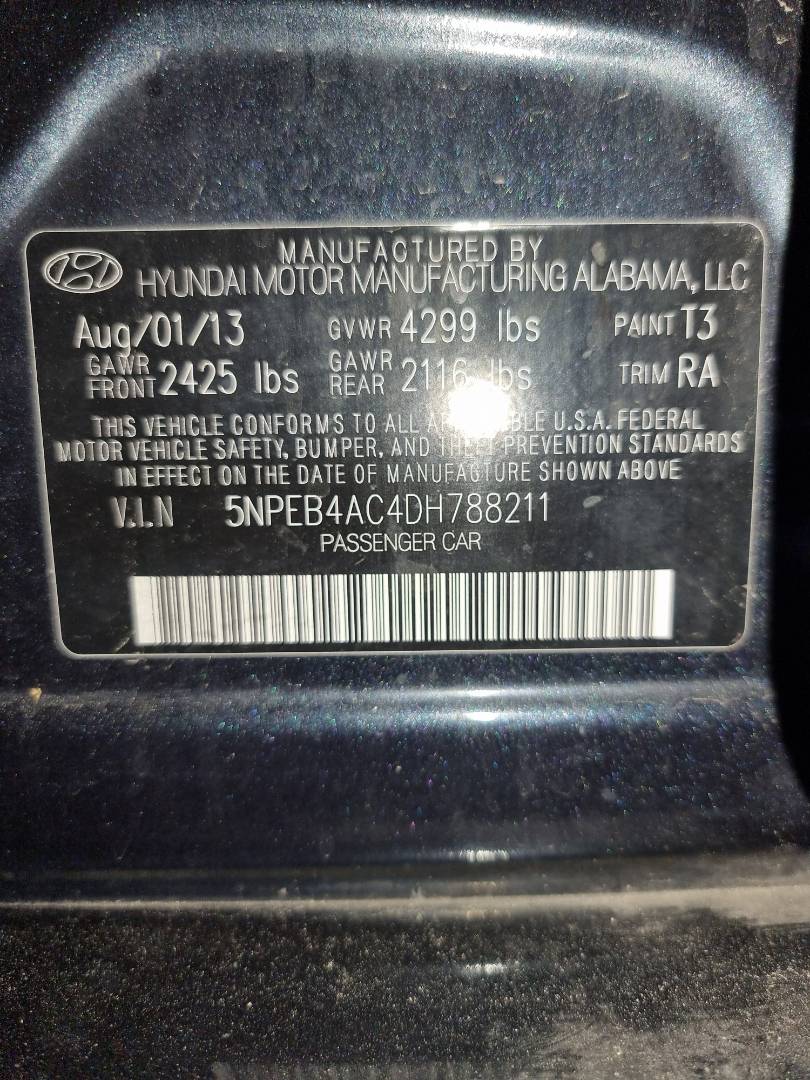 2013 HYUNDAI SONATA — 177649 Miles — Lot 215487 — Ind. 12 - Marhaba Auctions Used Cars - Image 9