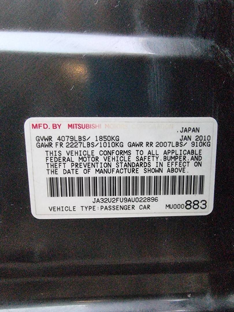 2010 MITSUBISHI LANCER — 164053 Miles — Lot 214587 — Ind. 12 - Marhaba Auctions Used Cars - Image 9