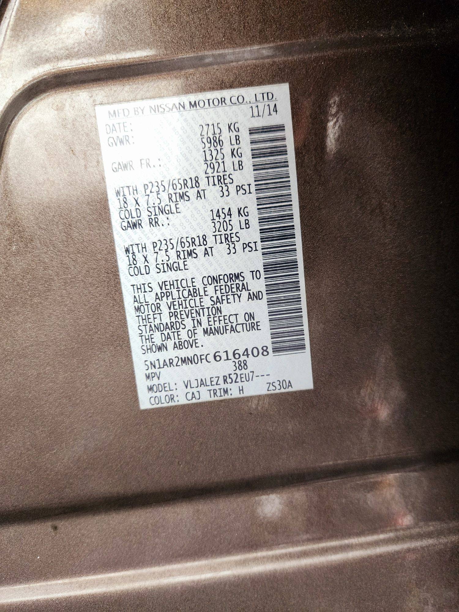 2015 NISSAN PATHFINDER — 125025 Miles — Lot FC616408 — Souq - Marhaba Auctions Used Cars - Image 9