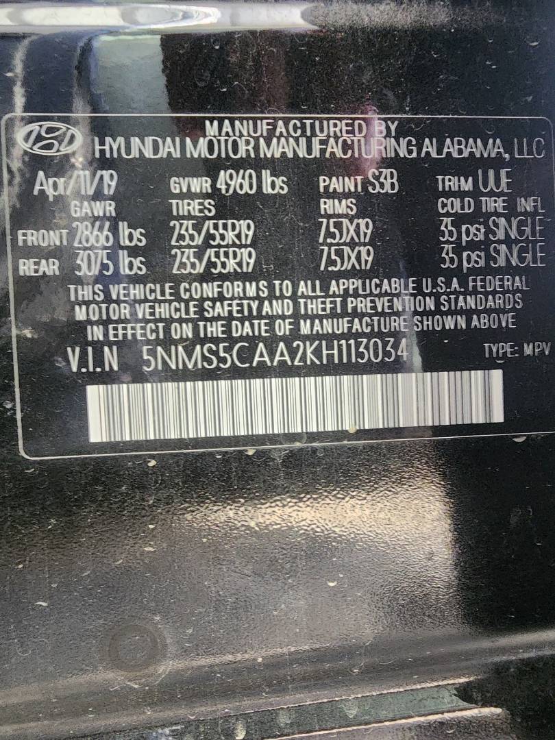 2019 HYUNDAI SANTA FE — 40204 Miles — Lot KH113034 - Marhaba Auctions Used Cars - Image 3