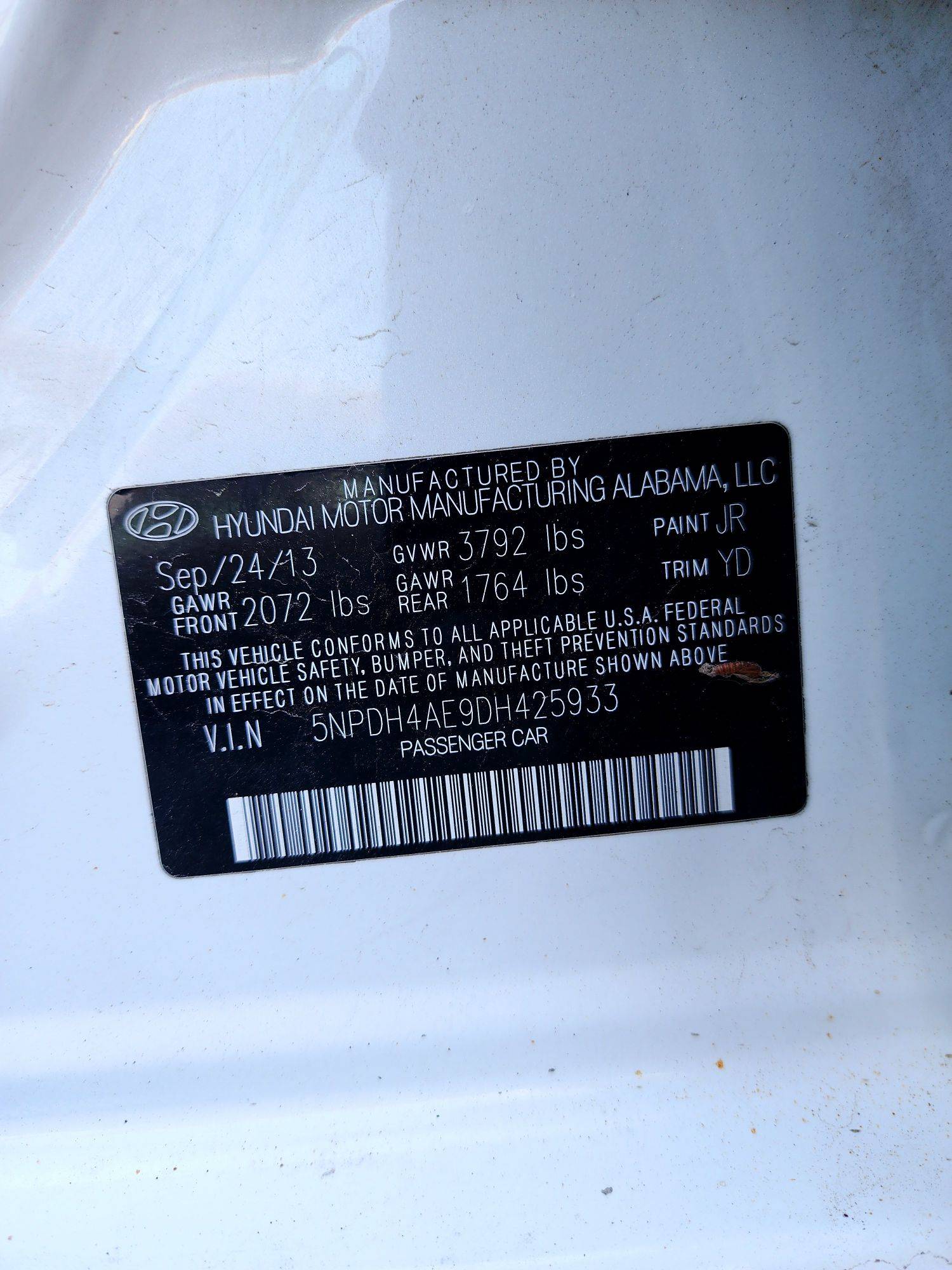 2013 HYUNDAI ELANTRA — 203687 Miles — Lot DH425933 — Souq - Marhaba Auctions Used Cars - Image 9