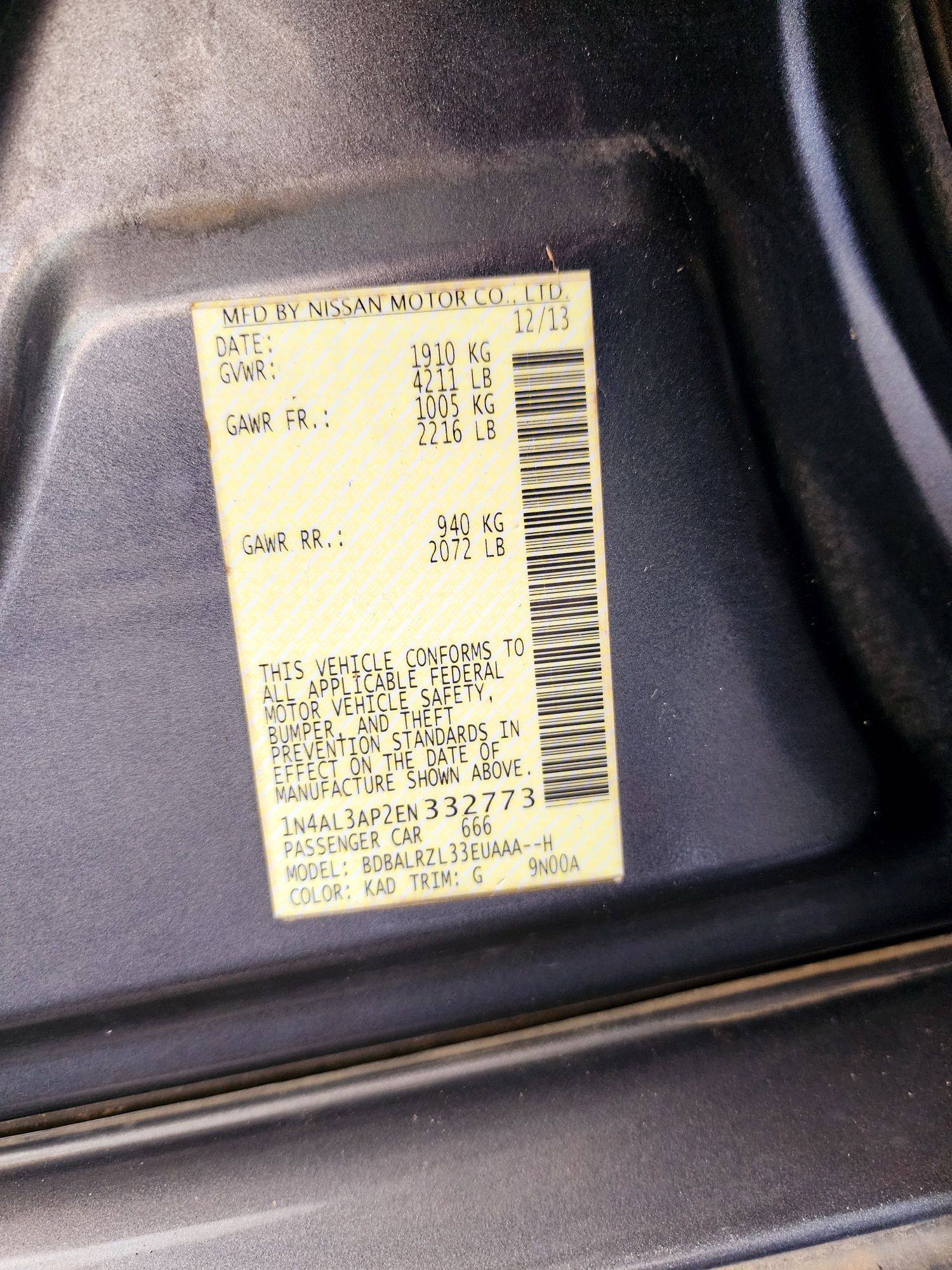 2014 NISSAN ALTIMA — 200010 Miles — Lot 332773 — Souq - Marhaba Auctions Used Cars - Image 9