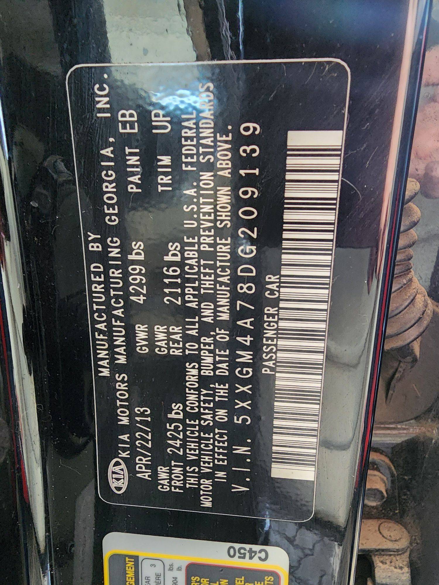2013 KIA OPTIMA — 190282 Miles — Lot 9139 - Marhaba Auctions Used Cars - Image 9