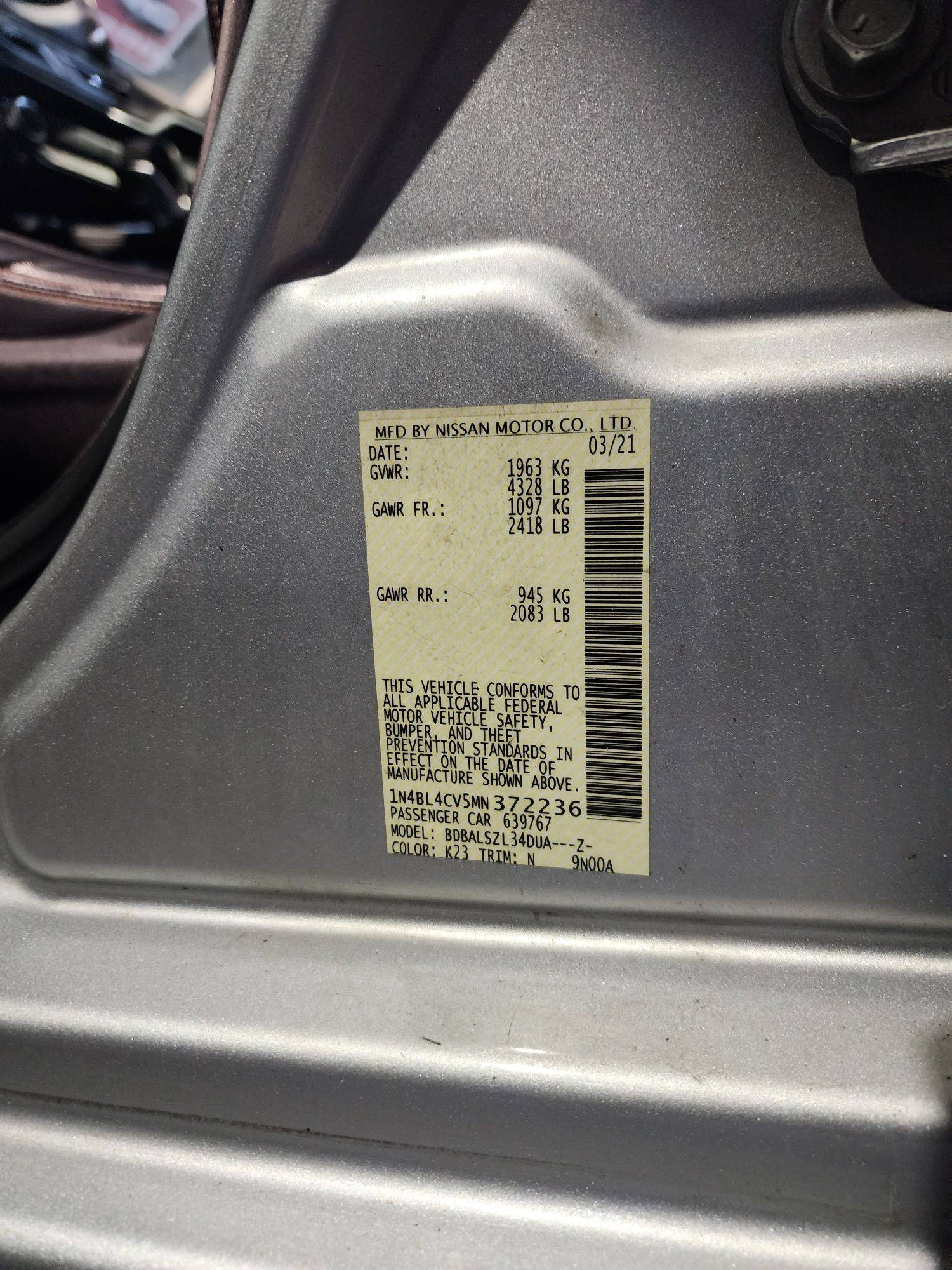 NISSAN ALTIMA 2021 - Marhaba Auction Used Cars - Image 10